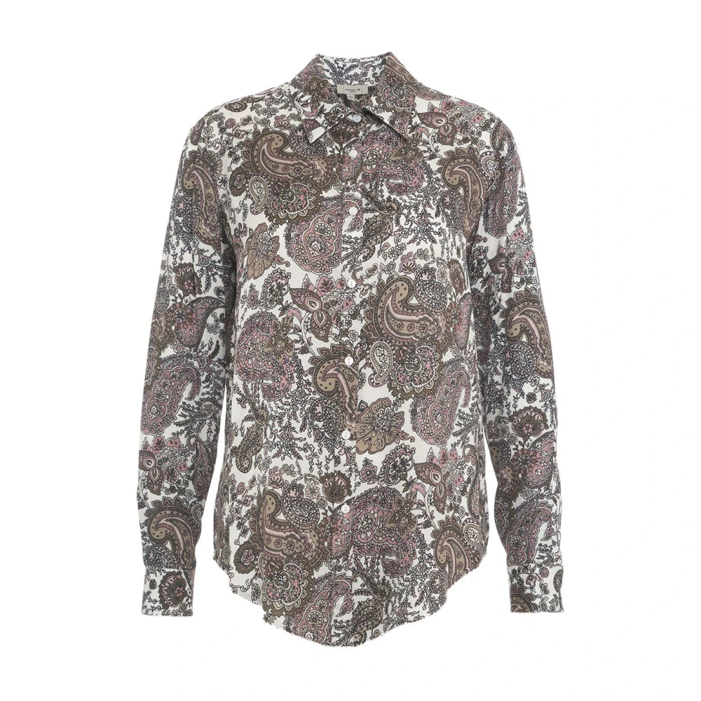 Himon's Blus med paisley print, Rundad nederkant, Långa ärmar Black, Dam