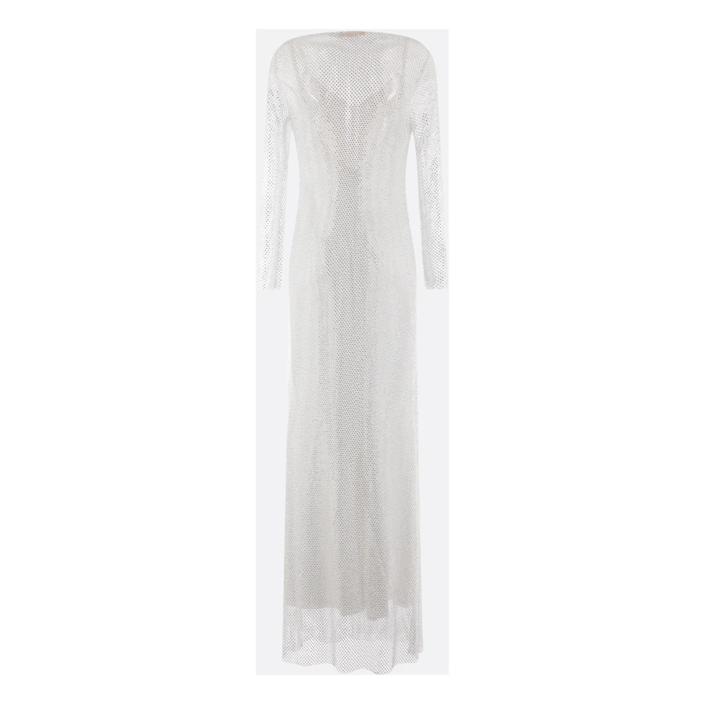 Max Mara Witte jurk met borduurwerk en afneembare satijnen onderjurk White Dames