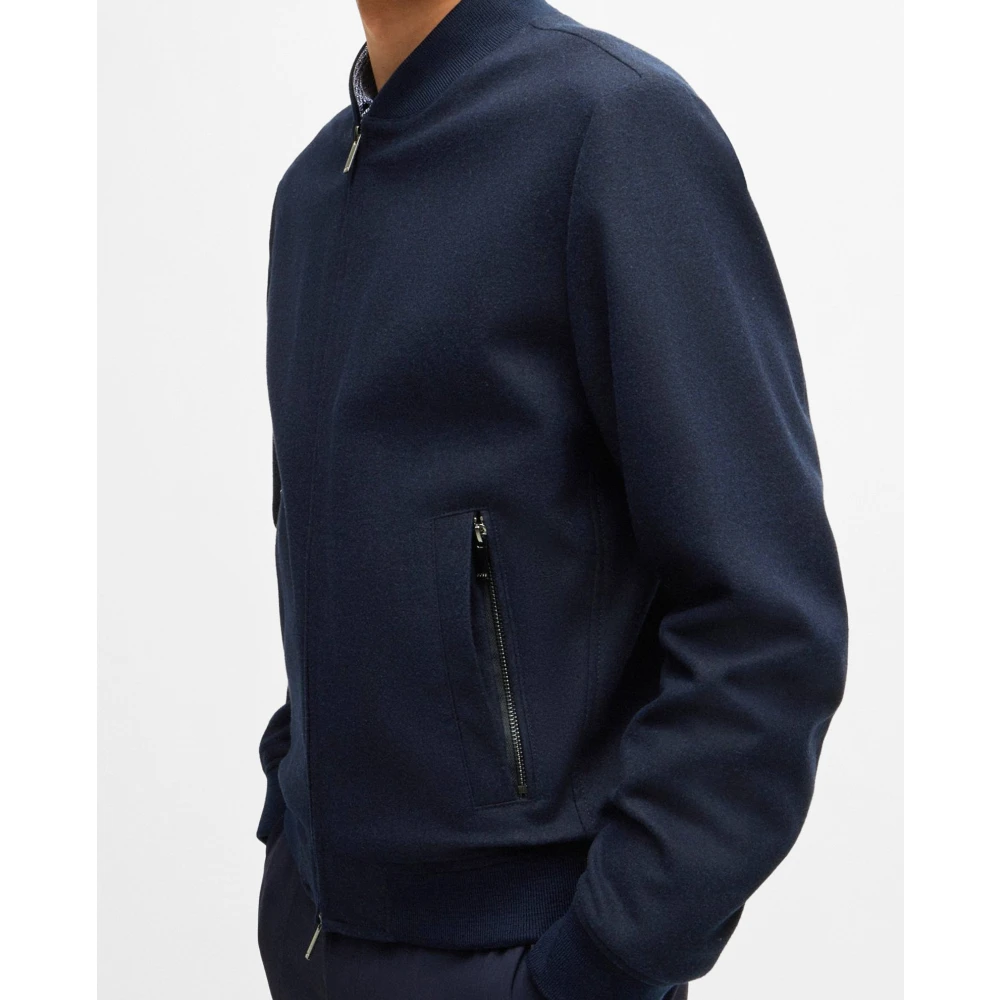 Hugo Boss Blauwe Slim Fit Jas van Wolmix Blue Heren