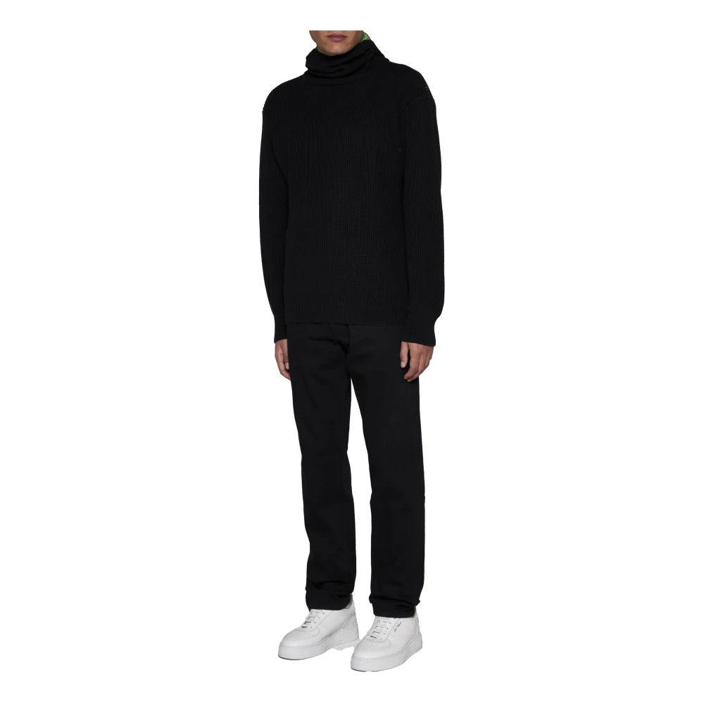 Aries Intarsia-Gebreide Hoodie Zwart Black Heren