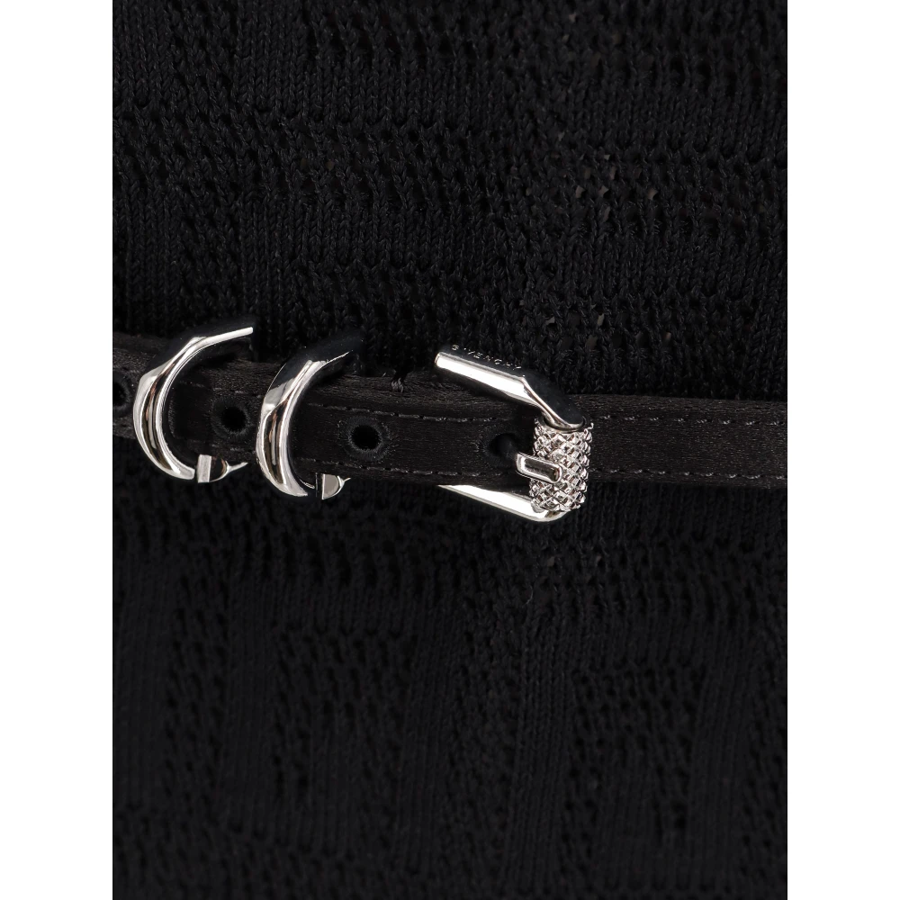 Givenchy Zwarte Satijnen Riemjurk Korte Mouw Black Dames
