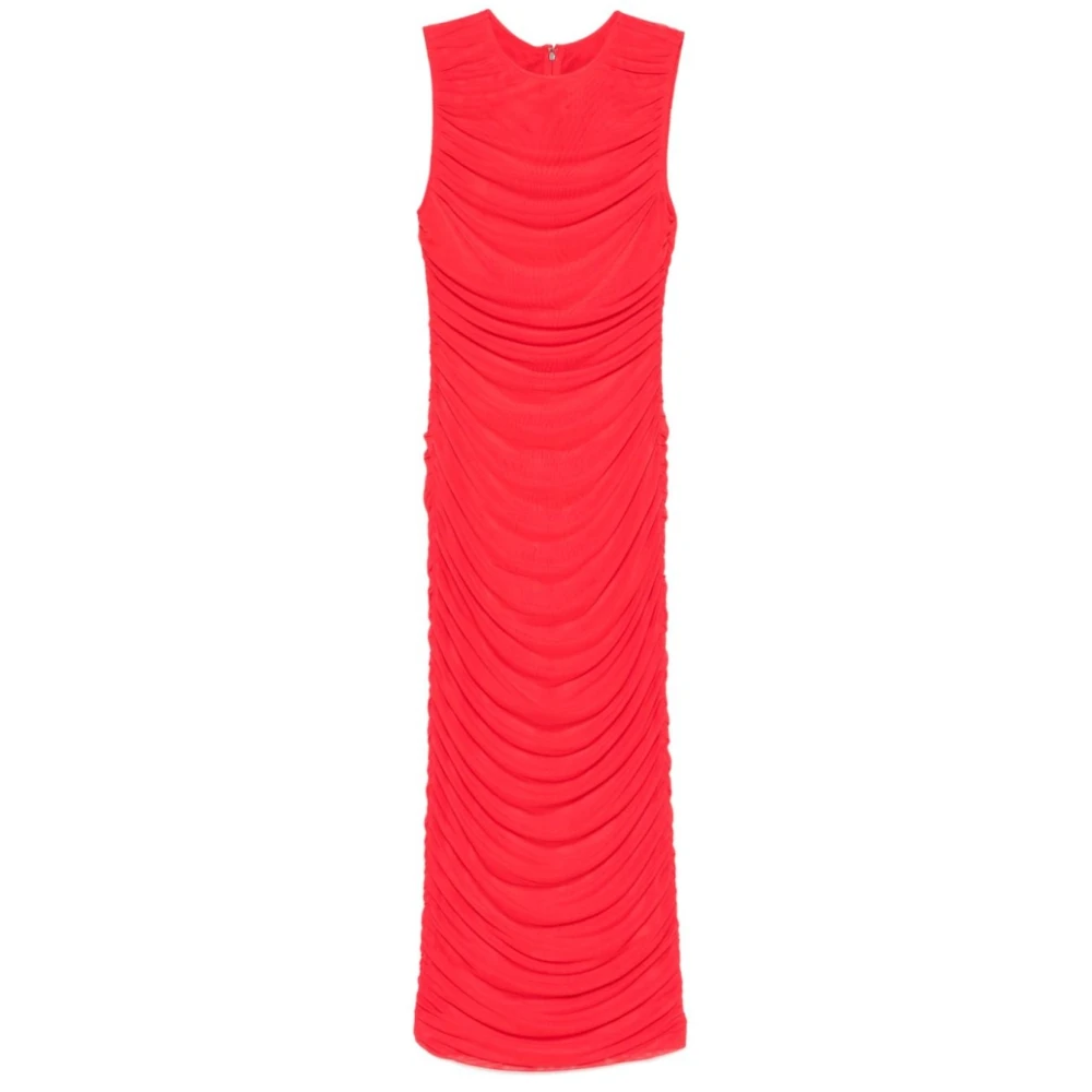 Rotate Birger Christensen Mesh Midi Jurk Red Dames