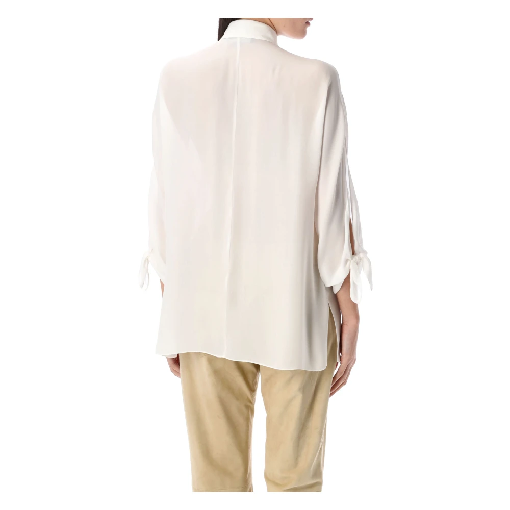 Ralph Lauren Karen Silk Georgette Blouse White Dames