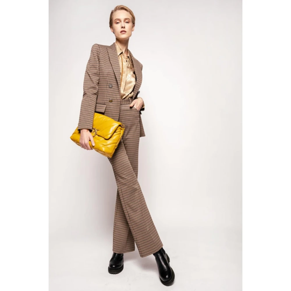 pinko Pied de Poule Broek Beige Dames