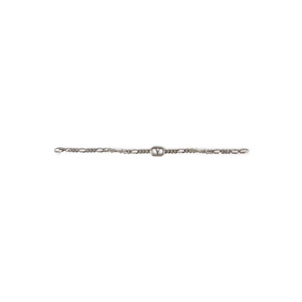 Valentino Garavani Men's Gray Chic Vlogo Chain Bracelet