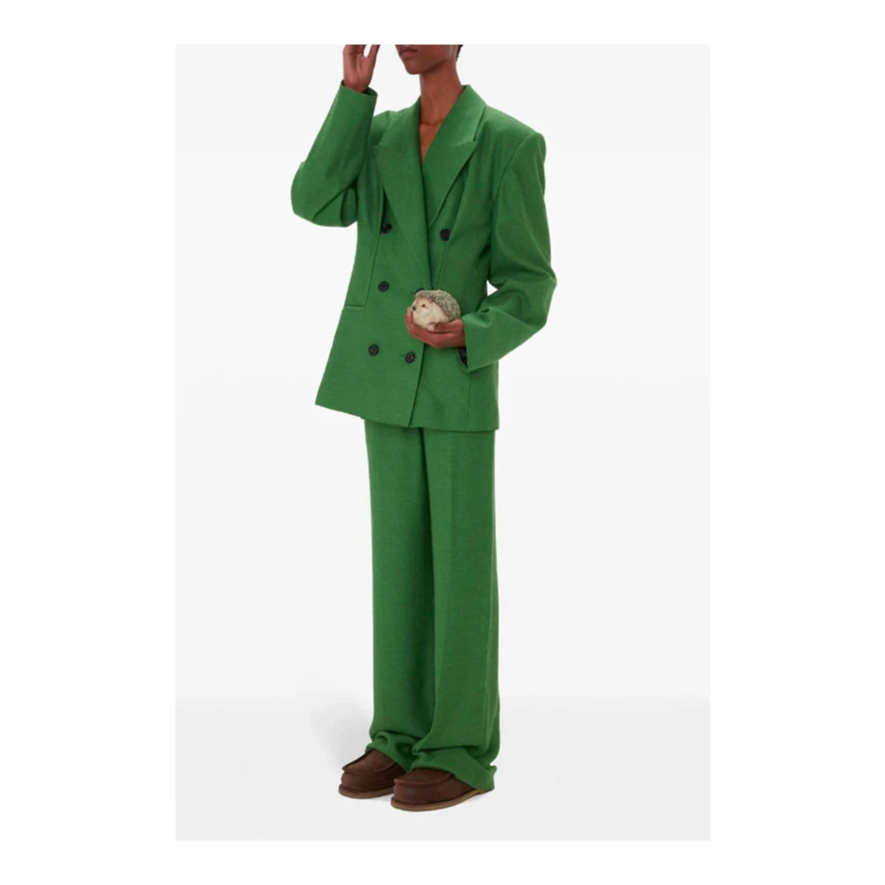 JW Anderson Groene double-breasted jas met puntige revers Green Dames