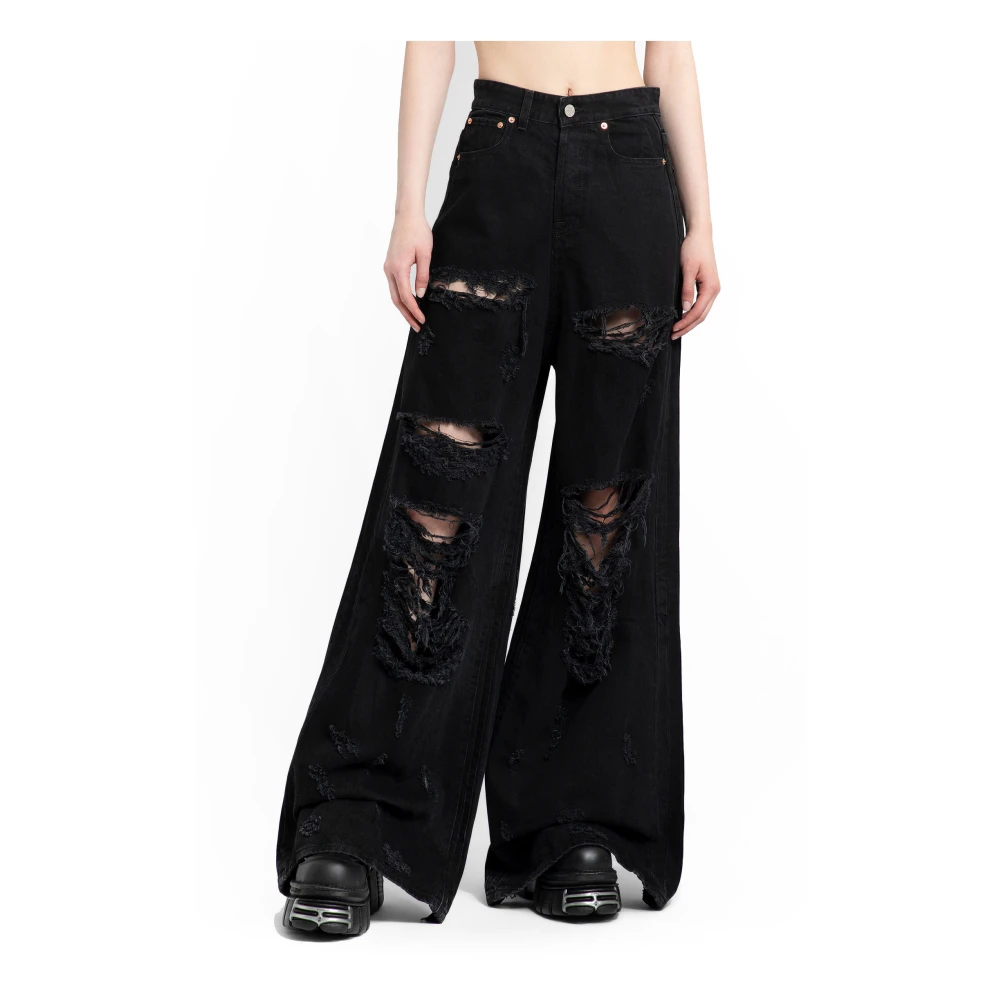 Vetements Zwarte Destroyed Baggy Jeans Black Dames