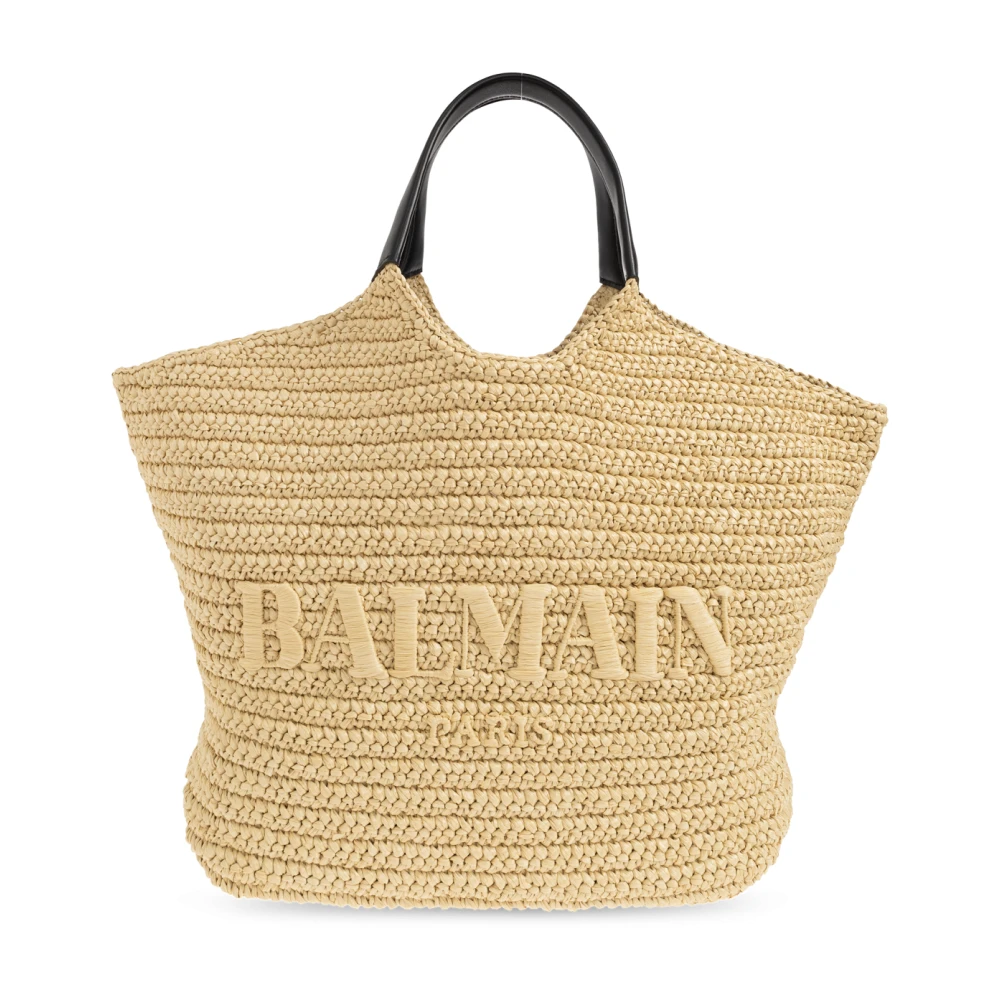 Balmain Donna Beige Borsa Shopper All'uncinetto - Immagine 3
