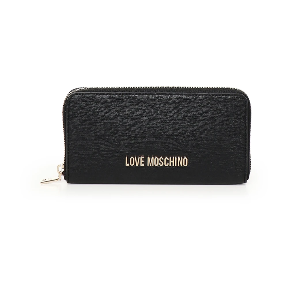 Love Moschino Zwarte Portemonnee met Logo Ritssluiting Black Dames