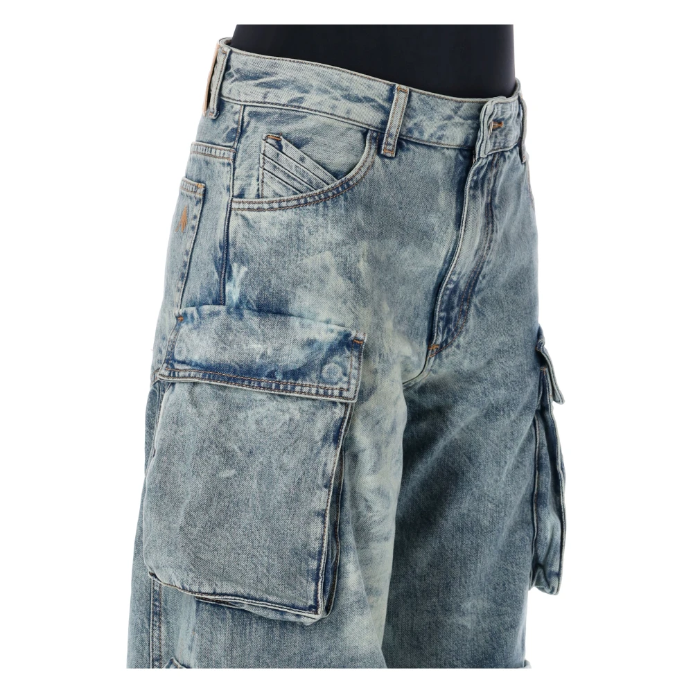 The Attico Blauw gebleekte Fern Cargo Broek Blue Dames