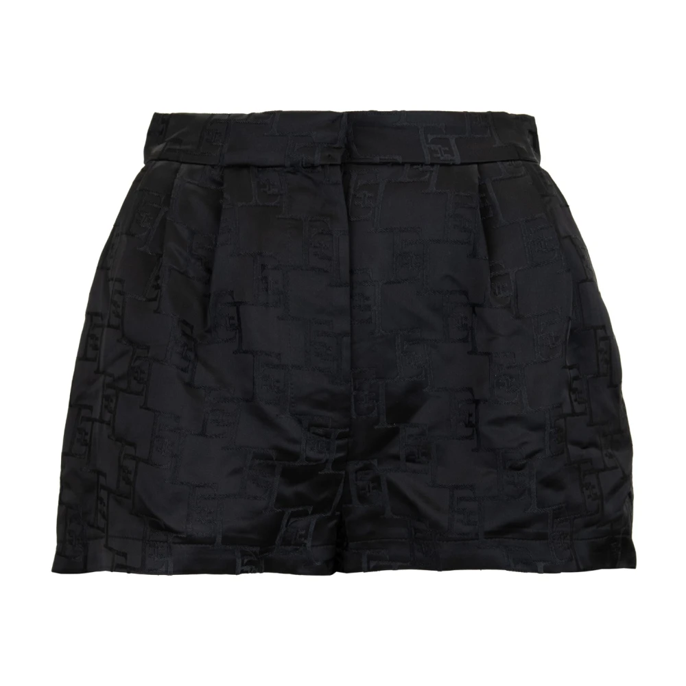 Elisabetta Franchi Ritsshort Haak Knoop Logo Patroon Black Dames