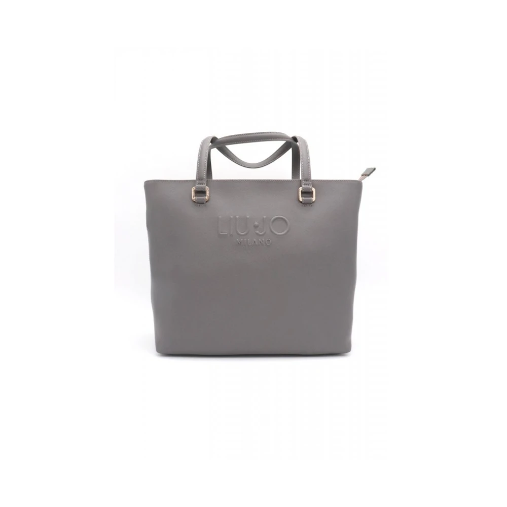 Liu Jo , Shopping Bags, Female, Gray, One Size, Tote Logo Shoulder Bag