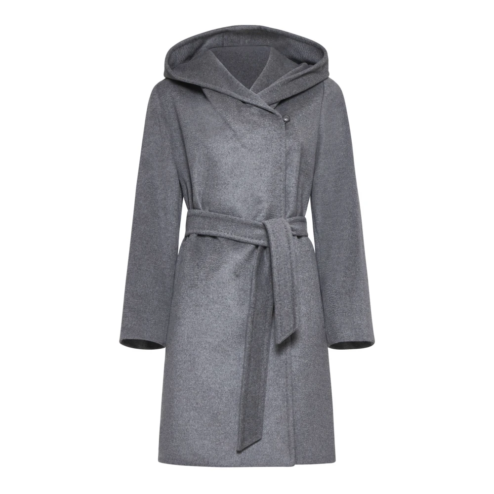 Max Mara Studio Newmang Wollen Jas met Capuchon Gray Dames