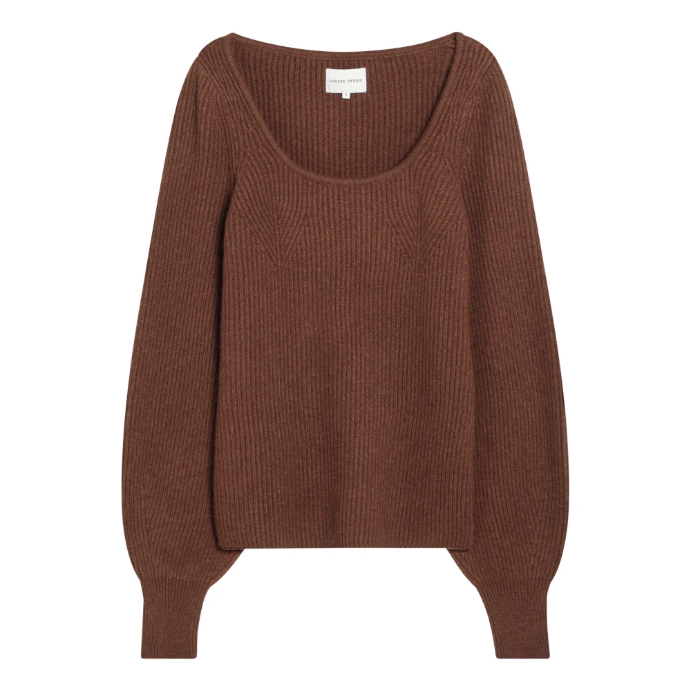 Loulou Studio Ronde Hals Shirt Brown Dames