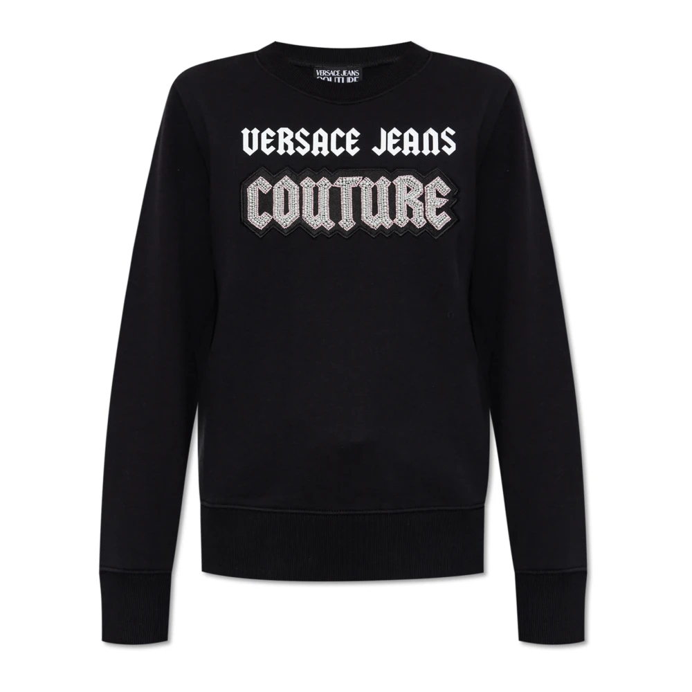 Versace Jeans Couture Sweatshirt met glinsterende applicaties Black Dames