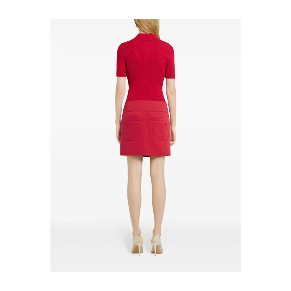 Courrèges Rode T-shirt met Logo Applicatie Red Dames