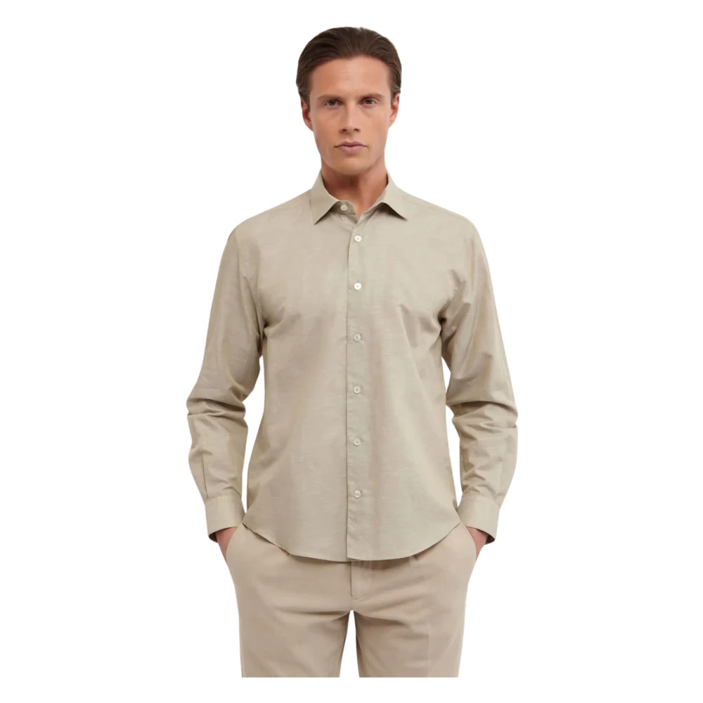 Xacus Hombre Beige - Camisa Lino Regular Unfold - Shirts - M