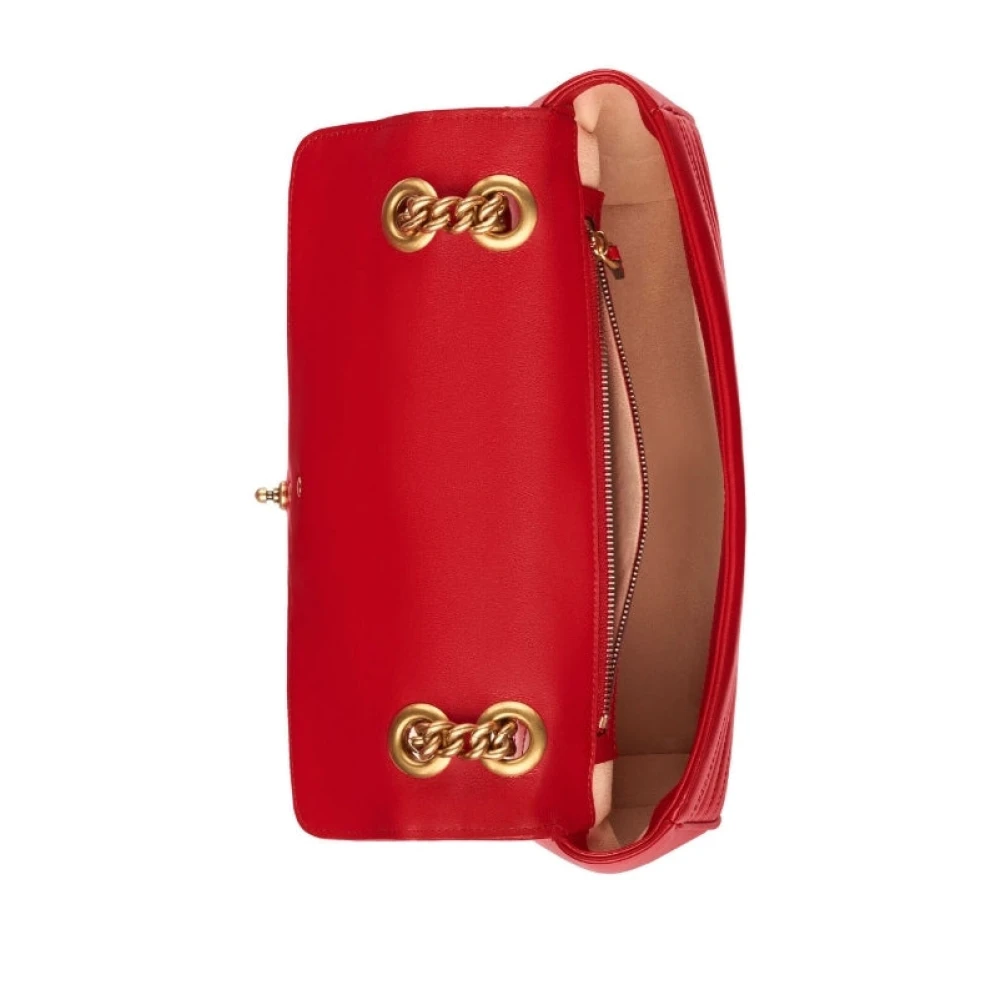 Gucci Rode Leren Schoudertas met Gouden Details Red Dames
