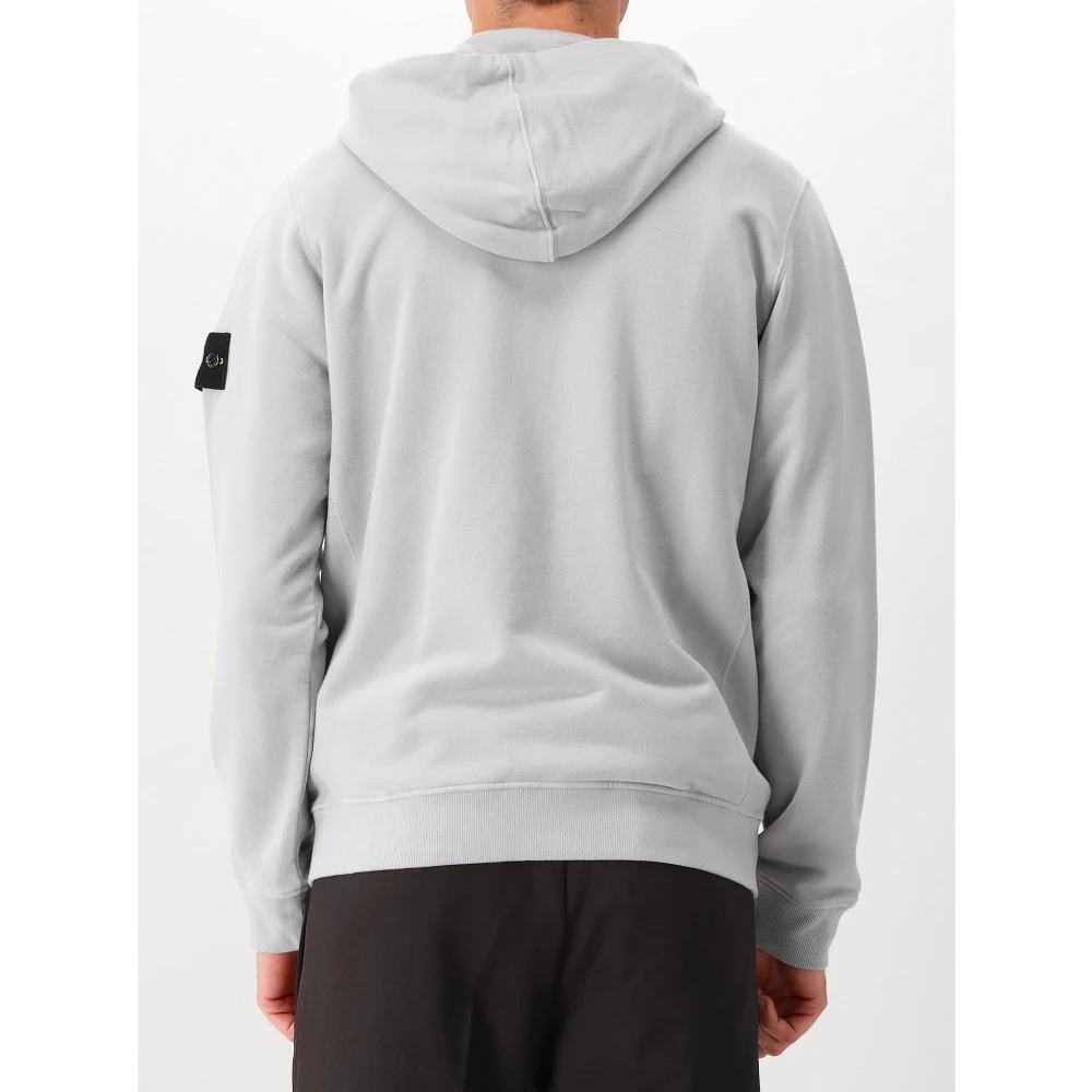 Stone Island Grijze Fleece Rits Hoodie Gray Heren