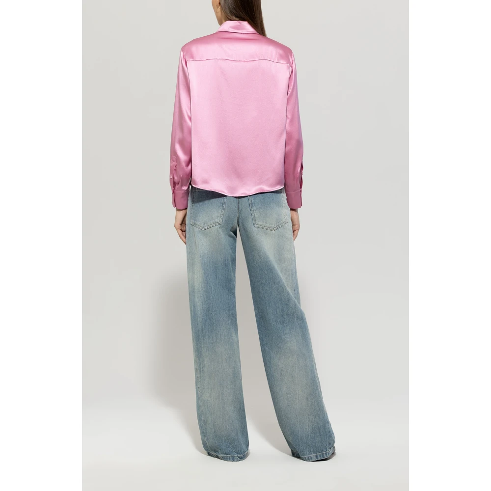 LUISA CERANO Vintage Wideleg Jeans met Destroy Effecten Blue Dames