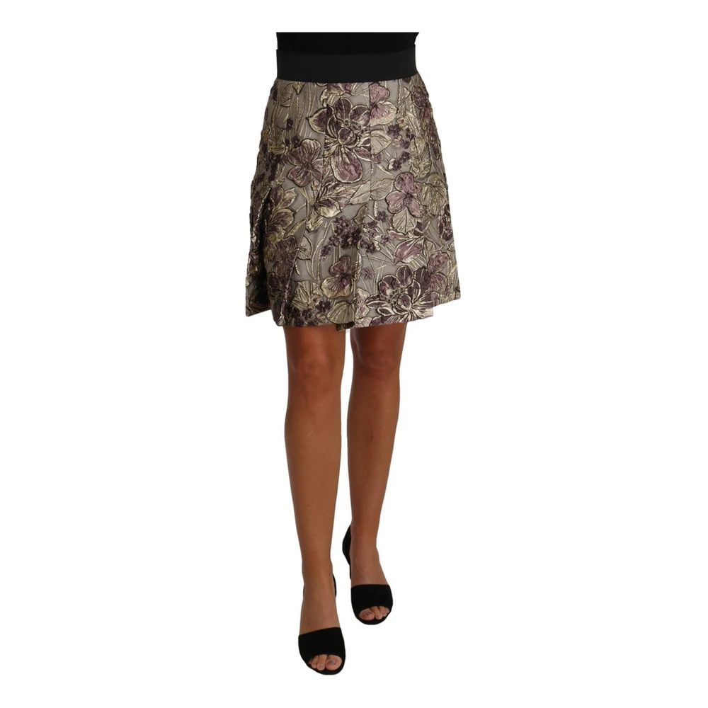 Dolce & Gabbana Women's Gray Floral A-Line Skirt