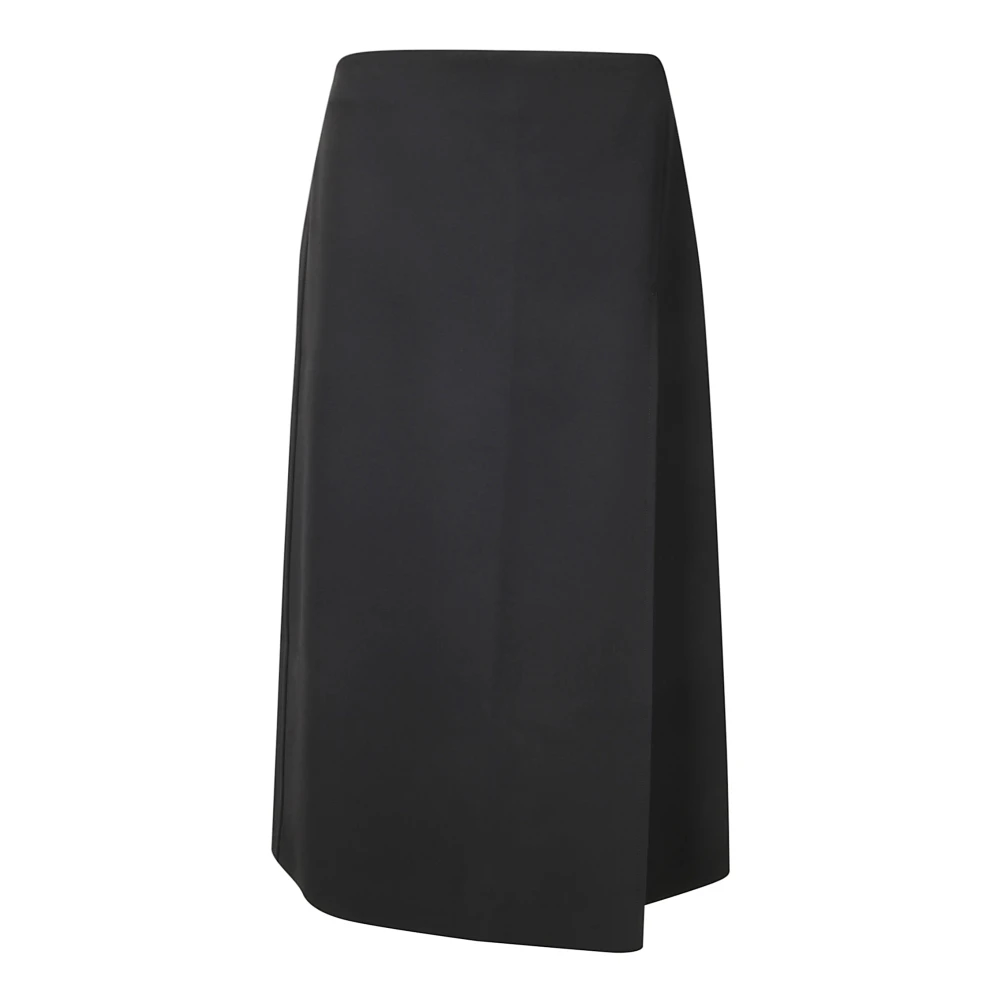 Studio Nicholson Hoge taille midi rok met ritssluiting Black Dames