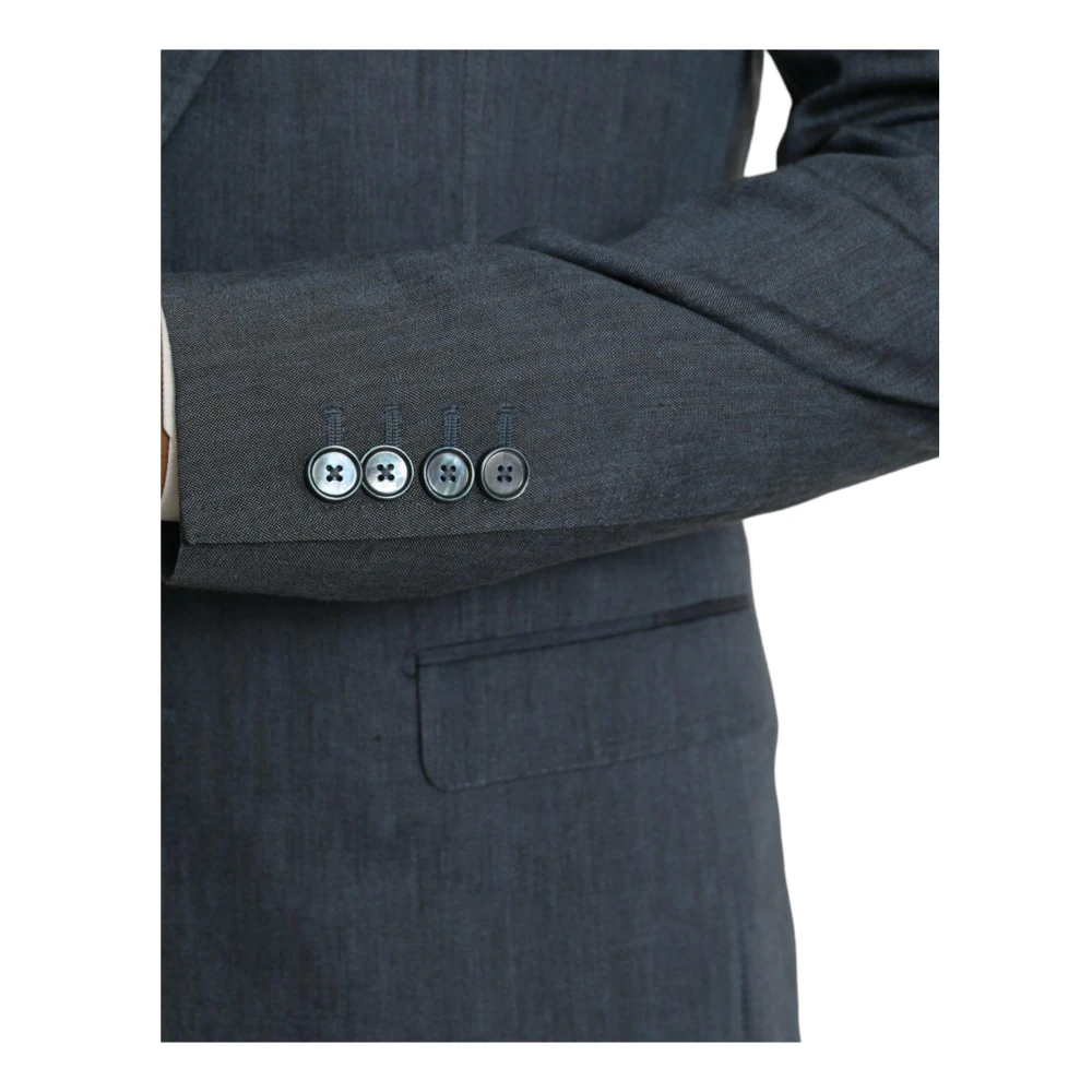 Dolce & Gabbana Blauwe Linnen Zijden Blazer Slim Fit Blue Heren