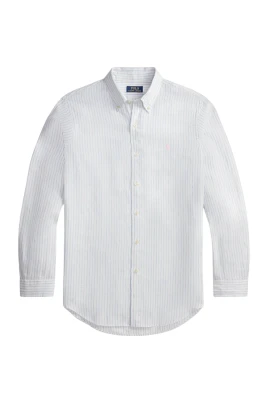 Slim Fit Randig Linneskjorta