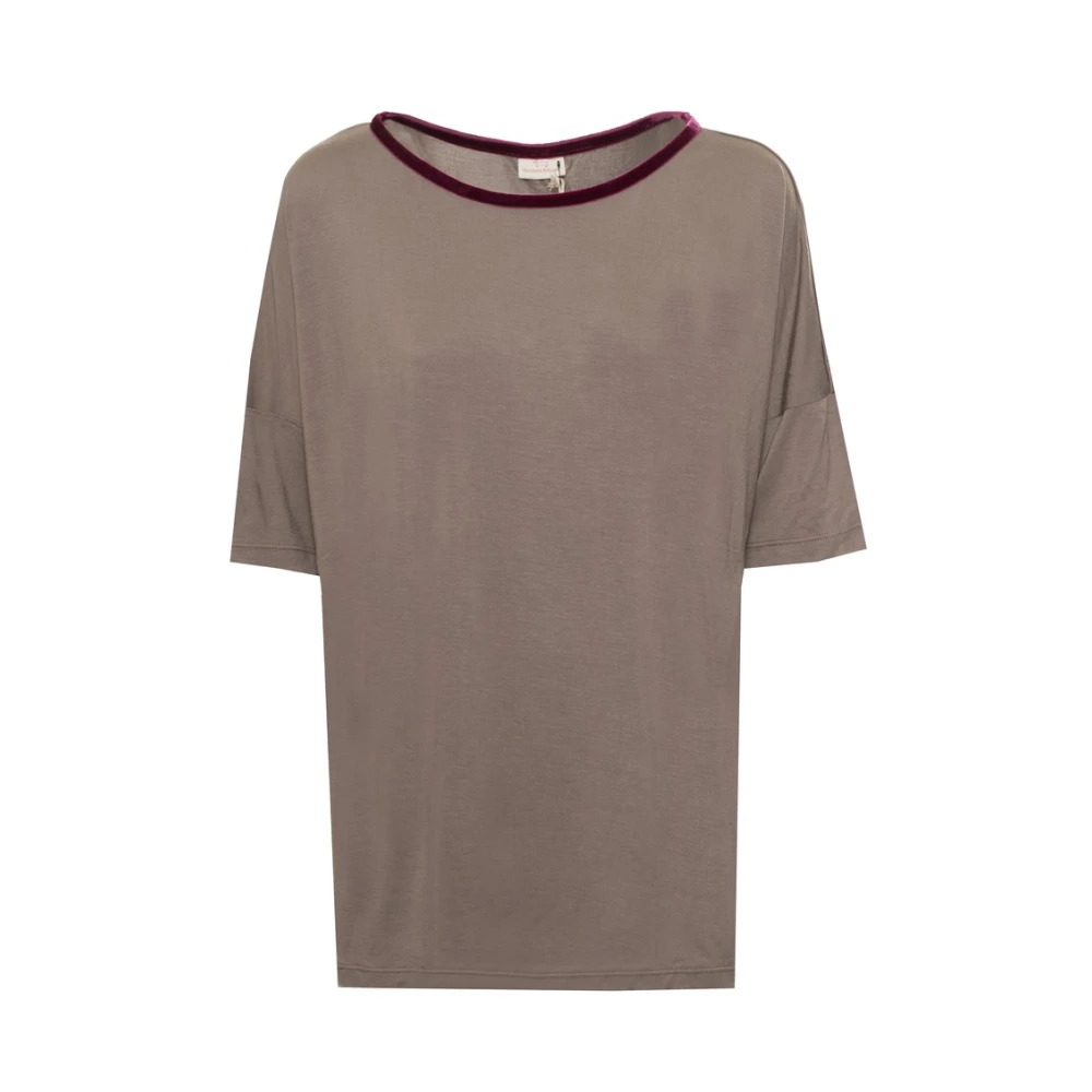 Harmont & Blaine Top met relaxte pasvorm en korte mouwen Brown Dames