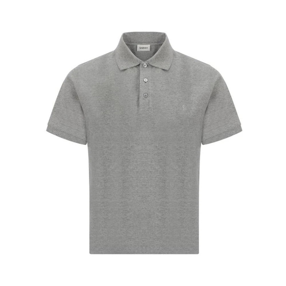 Saint Laurent Cassandre Polo Shirt Gray Heren