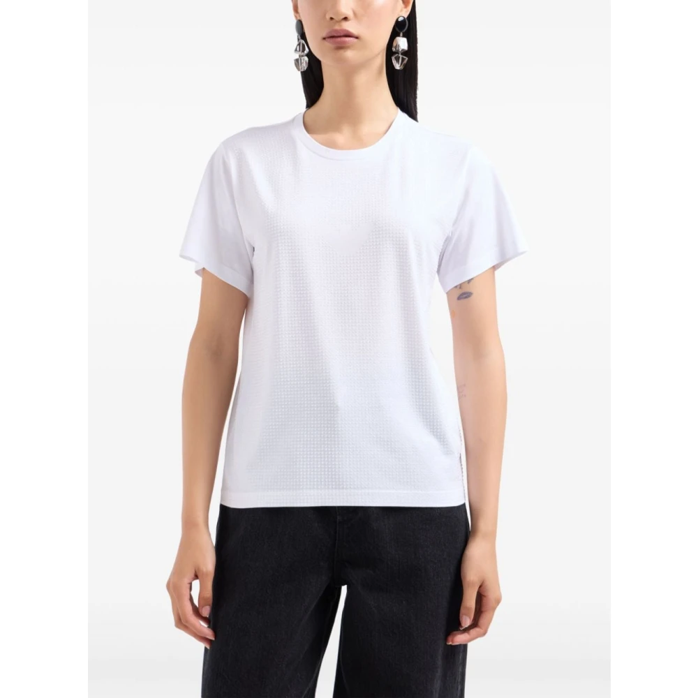 Emporio Armani Witte Katoenen Rhinestone Crew Neck T-shirt White Dames