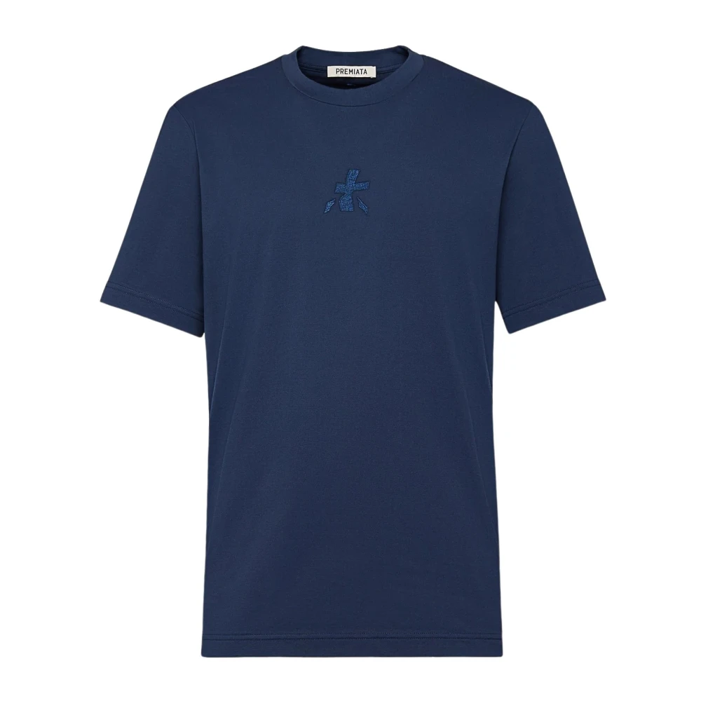 Premiata Katoenen T-shirt met korte mouwen en logo Blue Heren