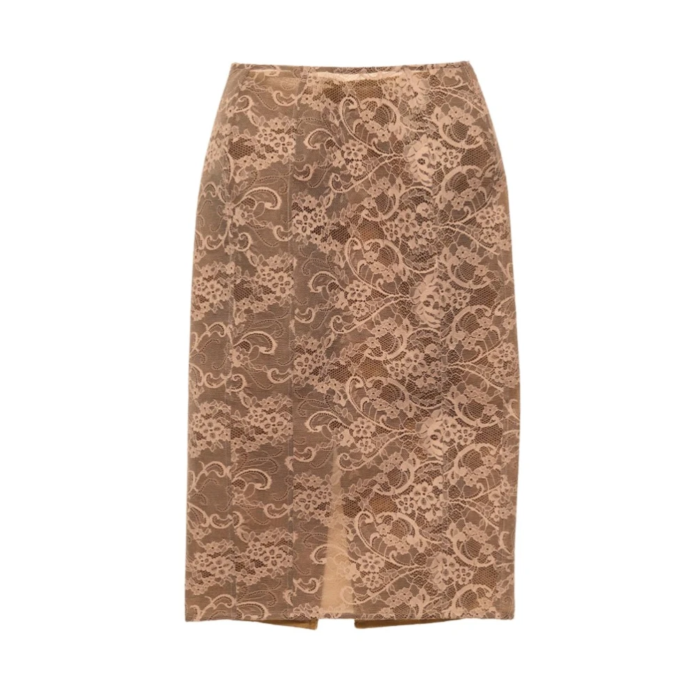 Acne Studios Women's Brown Lace Midi Skirt - Midi Skirts - M - Skirts