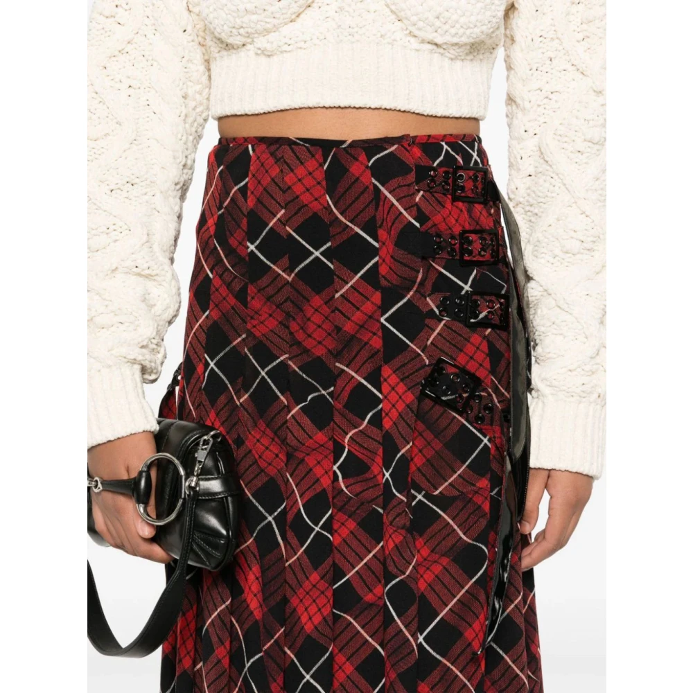 Jean Paul Gaultier Gedrukte Mesh Lange Rok in Rood Red Dames