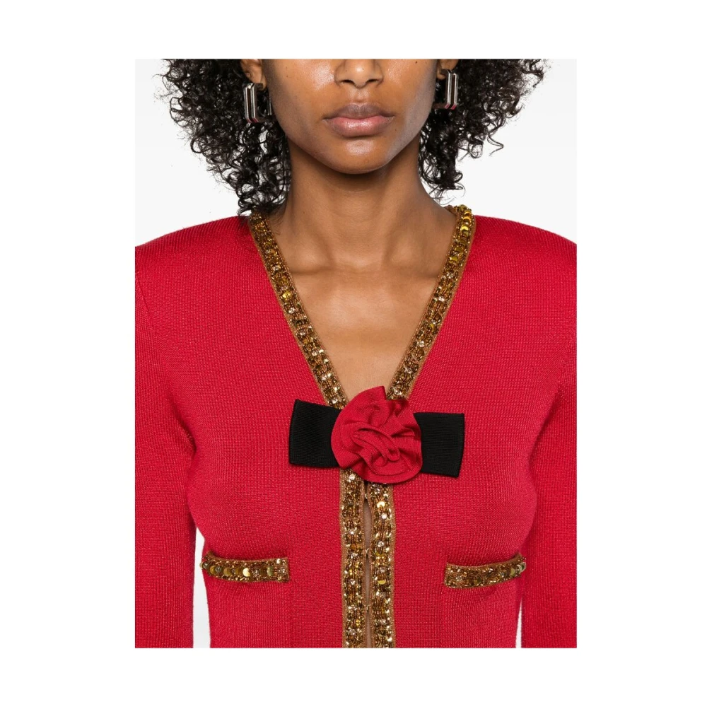 Self Portrait Bloedrode cardigan met broche detail Red Dames