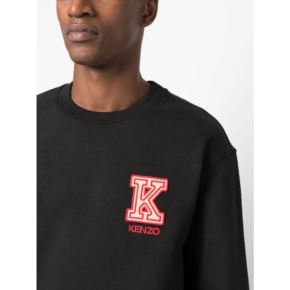 Kenzo Zwarte Logo-Patch Sweaters Black Heren