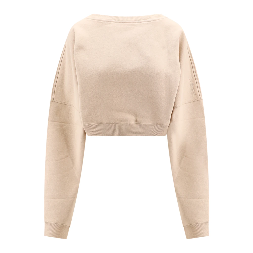 Saint Laurent Cropped Sweatshirt Beige Dames