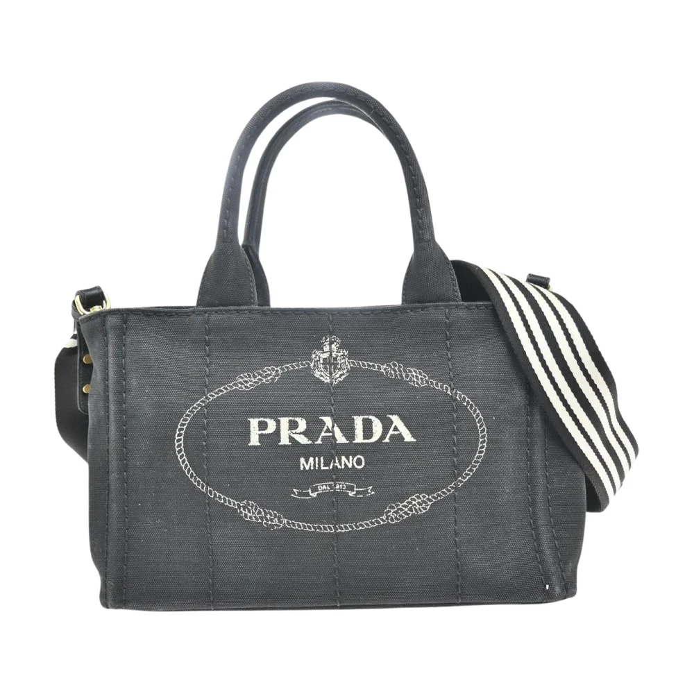 Prada Vintage Women's Black Pre-Owned Vintage Canvas Tote Bag
