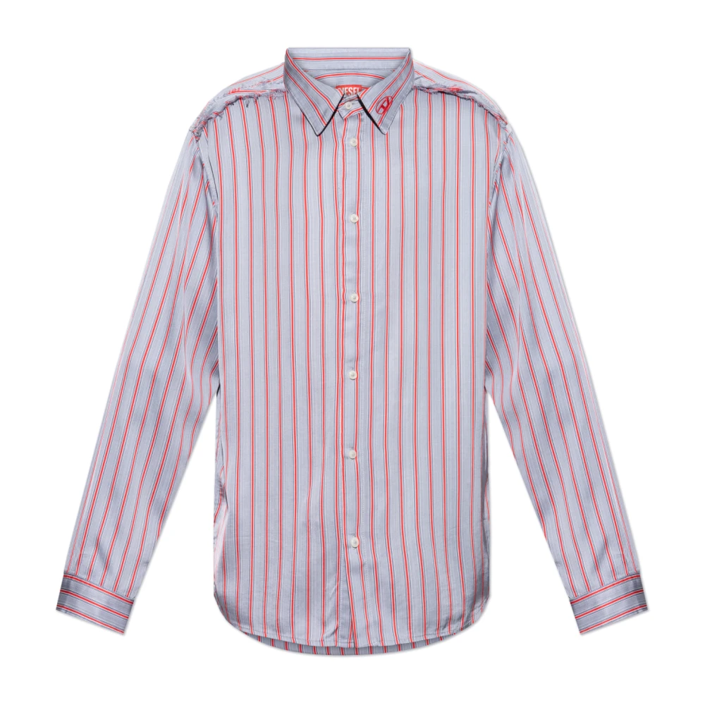 Diesel Blauwe Button-Up Shirt met Logodetail Blue Heren