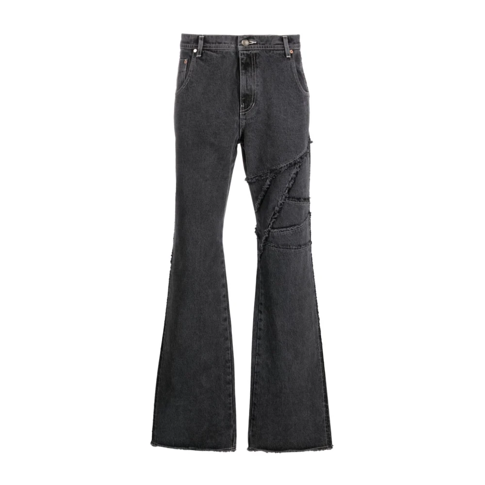 Andersson Bell Houtskoolgrijze Raw-Cut Flare Jeans Black Heren