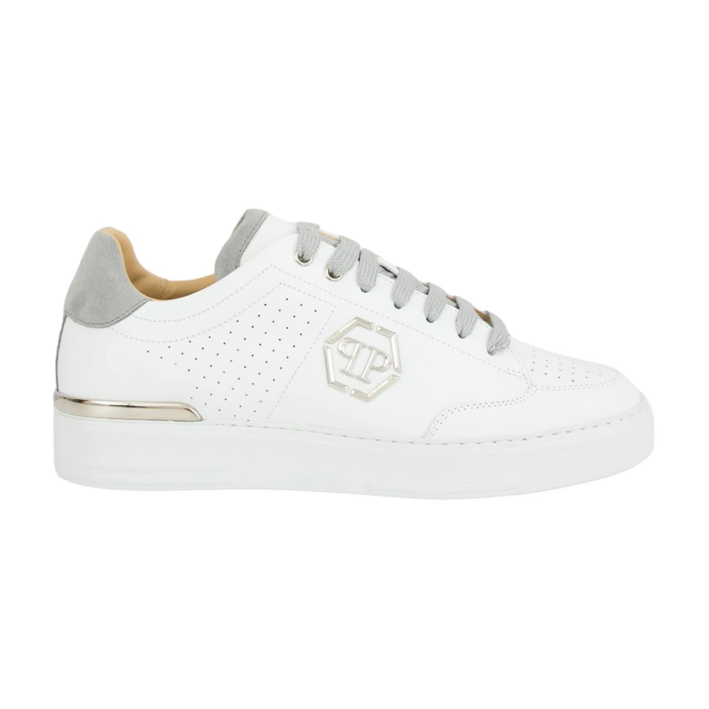 Philipp Plein Men's White Sneakers, 11 Uk, Leather Lo-Top Trainers