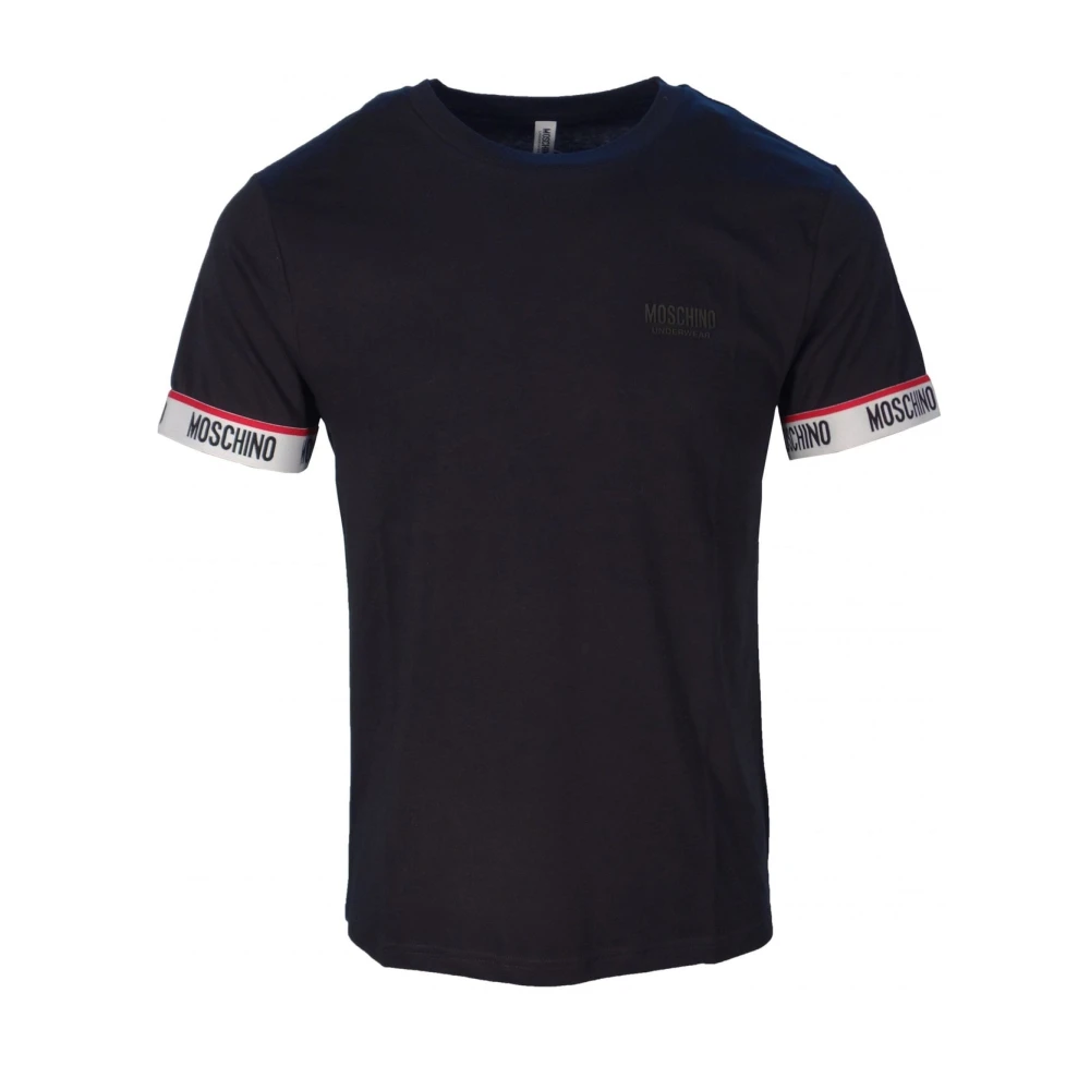 Moschino Logo Tape Sleeve Bands T-Shirt Black Heren