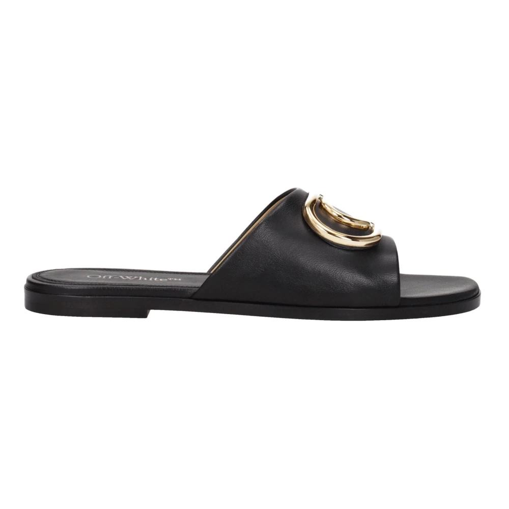 Off-White Black Leather Slippers - EU36/US6 - Image 2