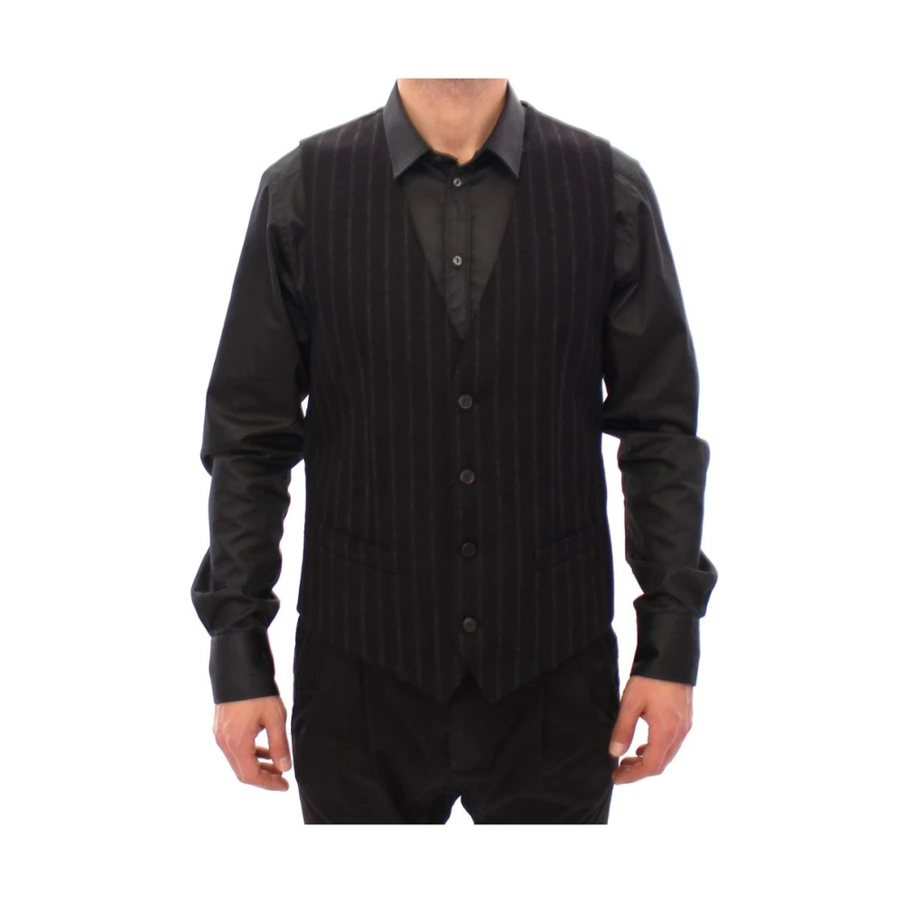Dolce & Gabbana Zwart Gestreept Jurk Vest Black Heren