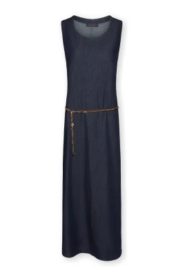 Ärmlös klänning i chambray