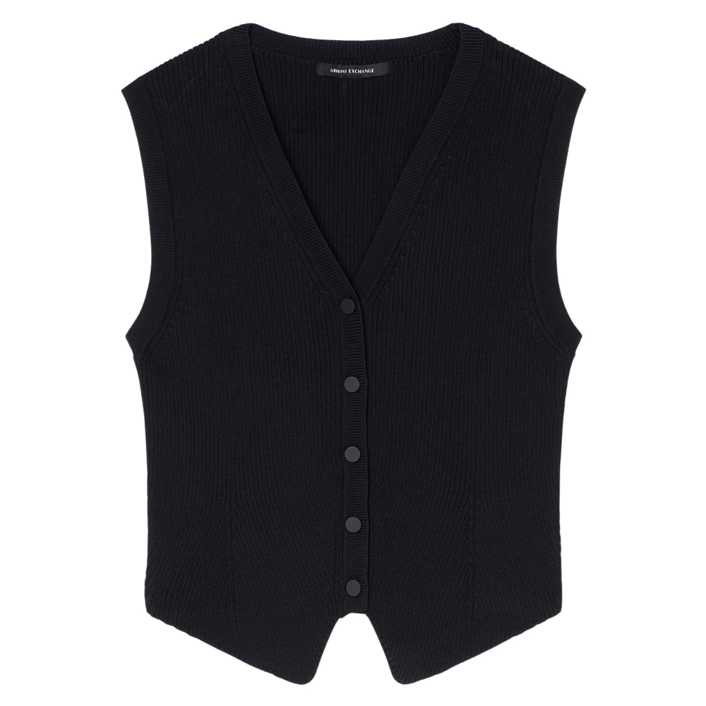 Armani Exchange Vrouw Zwart Cropped Strick Top