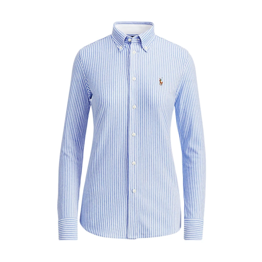 Polo Ralph Lauren Blue Shirts, Female, L, Striped Fitted Shirt