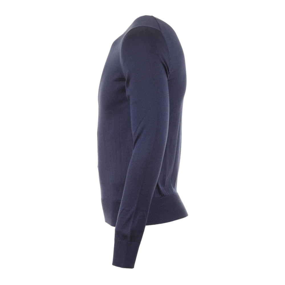 Dolce & Gabbana Zijden Crewneck Pullover voor Mannen Blue Heren