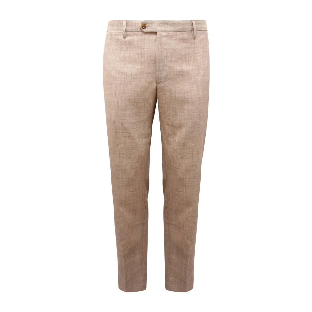 Briglia Men's Beige Chinos, Xl, Easy Wool/Silk Trousers Montaignes