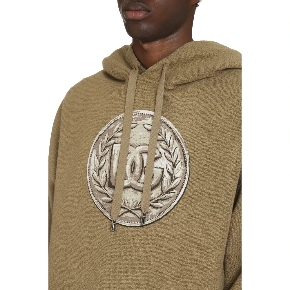 Dolce & Gabbana Rubberen Logo Hoodie Beige Heren